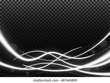 Línea de luz futurista que brilla intensamente en la Ilustración vectorial texturizada transparente
