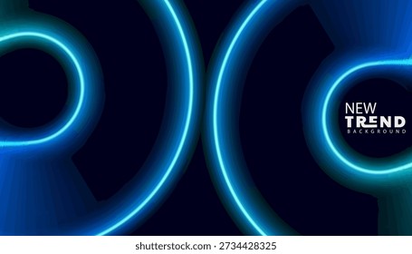 Futuristic Light Rings Neon Blue Background