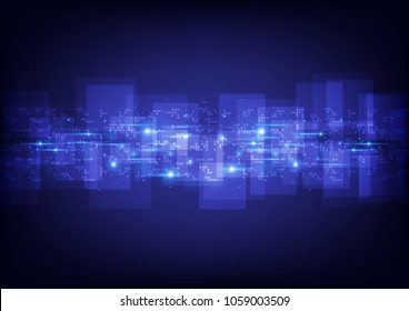 Futuristic lights and boxes overlapping, Technology abstract and communication concept, Vector illustration background, Backdrop, wallpaper, template.