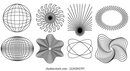 Futuristic line geometry shape retro abstract elements for logo poster design 