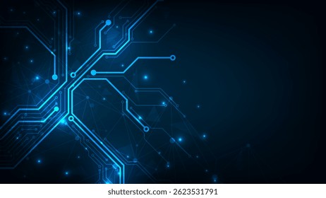 Futuristic lines circuit board blue light. Technology abstract background