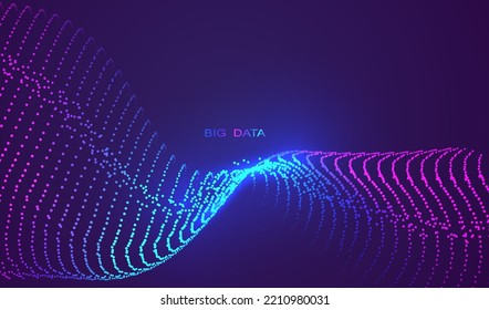 Futuristic lines glowing abstract background. Neon particles geometric shapes design. Digital scienece big data technology vector.