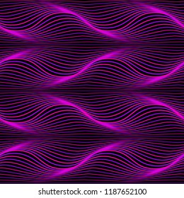 Futuristic lines seamless pattern. Ultra violet technology background. Data visualization. Sound wave. Vector illustration