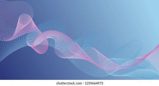 Futuristic lines wave progressing pattern. Smooth filament curves motion creative background. Cool curl lines ripple texture design. Technological optical fiber concept vector.