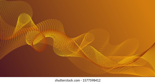 Futuristic lines wave progressing pattern. Gradient curves flow effect illusion fancy background. Cool curl lines ripple texture design. Stylish progressive technology vector wallpaper.