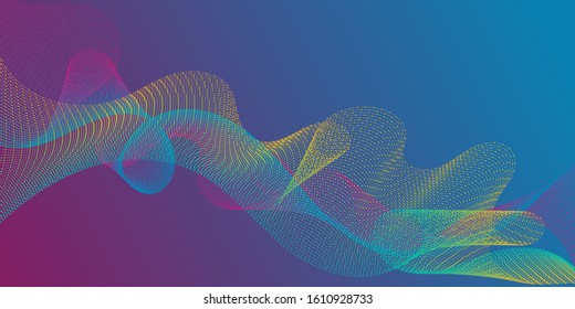 Futuristic lines wave progressing pattern. Technological optical fiber concept vector. Cool curl lines ripple texture design. Smooth filament curves motion creative background.