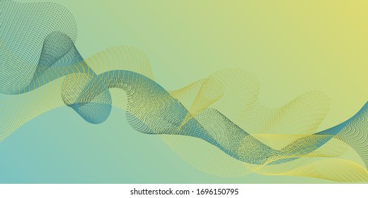 Futuristic lines wave progressing pattern. Blend curves minimal 3d banner or flyer background. Cool curl lines ripple texture design. Contemporary vector graphics with bent waves.