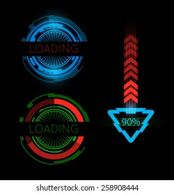 Futuristic loading bars on dark background. EPS10, RGB.