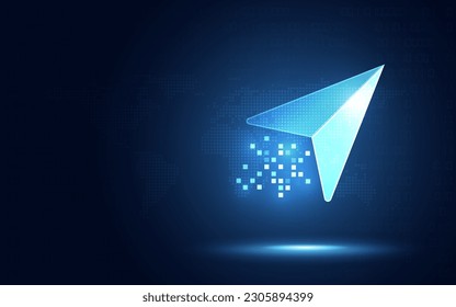 Futuristic Location pin point sharing and attraction digital transformation abstract technology background. Innovative technology and social media influencer concept. Vector illustration