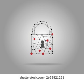 Futurista Bloquear Linhas de Malha Segurança Cibernética. Navegação na Internet e conceito de proteção vetor arte elemento de design