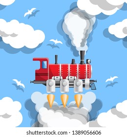 Futuristic Locomotive. Side view. Vector illustration.
