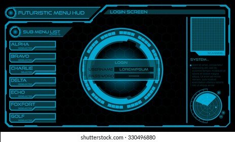 Futuristic Login & Menu Screen HUD Interface