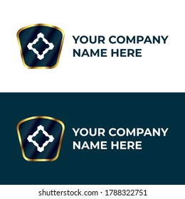 futuristic logo design with luxury style. blue and golden luxury logo design