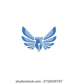 Logotipo futurista de la pluma alada