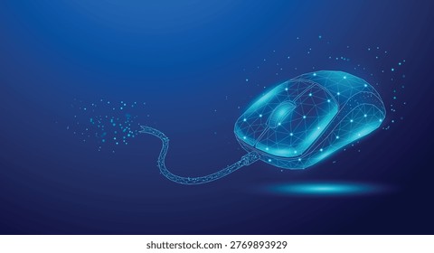 Futuristic Low Poly Computer Mouse Digital Technology Concept