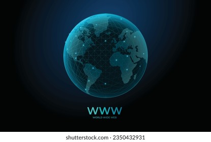 Futuristic low poly globe in space, a world interconnected by the Internet. Planet Earth in space. Futuristic banner. World Wide Web.