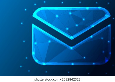 Futuristic Low Poly Gmail Envelope, Digital Email Icon, Glowing Neon Mail Symbol, Cyber Communication
