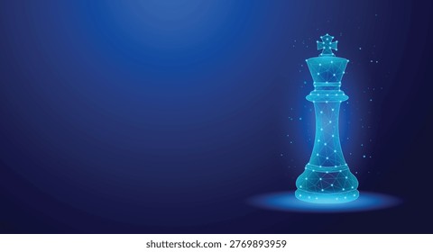 Futuristic Low Poly King Chess Piece Strategy Leadership Concept