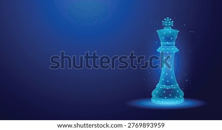 Futuristic Low Poly King Chess Piece Strategy Leadership Concept