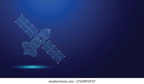 Futuristic Low Poly Satellite Communication in Space