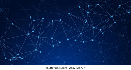 Conjunto de Fundo de Rede de Tecnologia de Poli Baixa Futurista - Malha Digital Azul e Conexões Brilhantes

