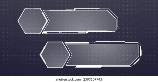 Futuristic lower third interface or technology box white isolated. Vector editable