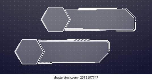 Futuristic lower third interface or technology box white isolated. Vector editable