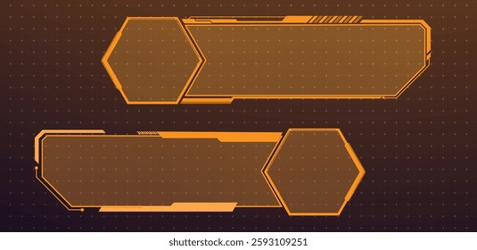 Futuristic lower third interface or technology box orange isolated. Vector editable