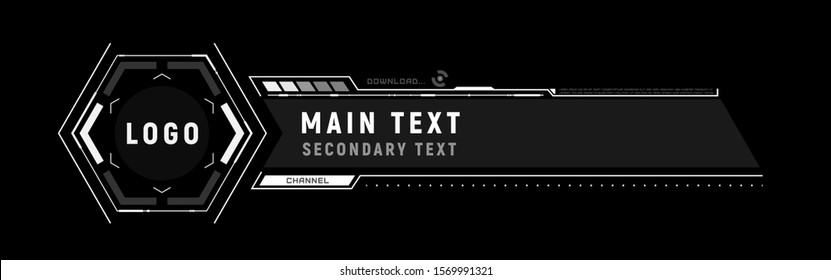 Futuristic lower third. Sci-fi design template for channel, news, information call box bars and modern digital info boxes.  Element of hud interface. Modern information callouts.  Vector illustration.