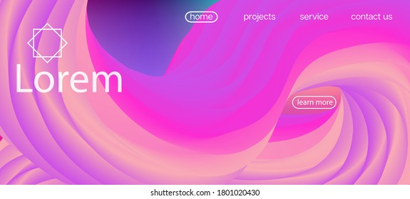 Futuristic Lucid Gradient Overlay. Landing Page, Pink, Purple Background. Dynamic Movement Trendy Wave. Neon Color Website Design. 3d Fluid Vibrant Vector Background. Modern Liquid Wave Banner.