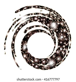 Futuristic luxury swirl modern backdrop of shiny swirling rippled curvy texture. Closeup view with space for text in glowing center in middle of funnel. Vector illustration.