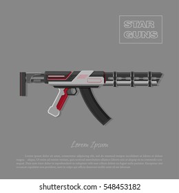 Futuristic machine gun for shooter games. Laser space weapon. Vector illustration.