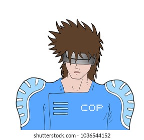 Futuristic man draw