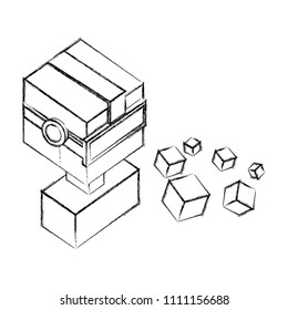 futuristic man with glasses virtual reality and cubes isometric icon