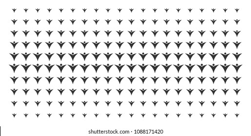 Futuristic man icon halftone pattern, designed for backgrounds, covers, templates and abstraction concepts. Vector futuristic man pictograms organized into halftone grid.