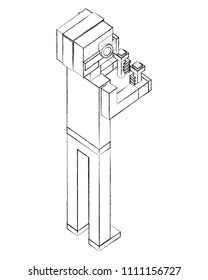 futuristic man isometric avatar