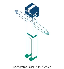 futuristic man isometric avatar