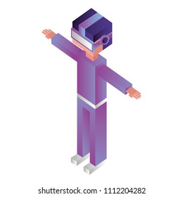 futuristic man isometric avatar
