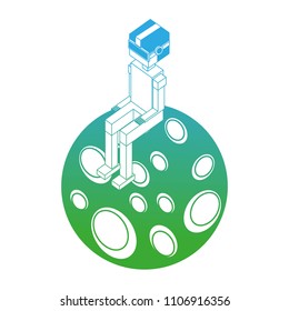 futuristic man with planet isometric avatar