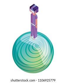 futuristic man with planet isometric avatar