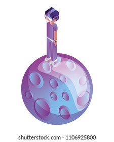 futuristic man with planet isometric avatar