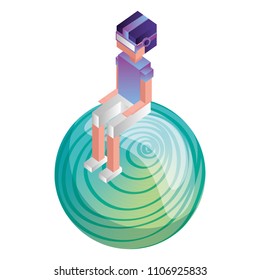 futuristic man with planet isometric avatar
