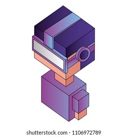 futuristic man with reality virtual mask isometric
