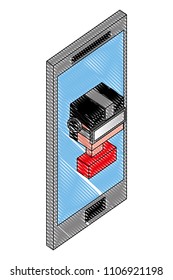 futuristic man in smartphone isometric avatar