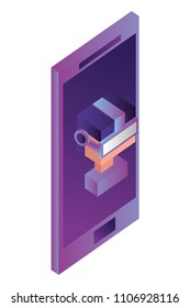 futuristic man in smartphone isometric avatar