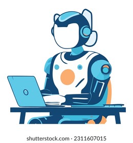 futuristic man working over white