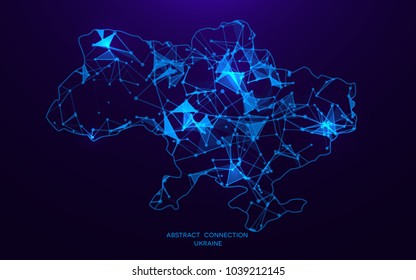 Futurista mapa de Ucrania que consiste en líneas y puntos de conexión. Textura polígonal. Conexión de red abstracta . Mapa digital del país . Ilustración vectorial de la tecnología .