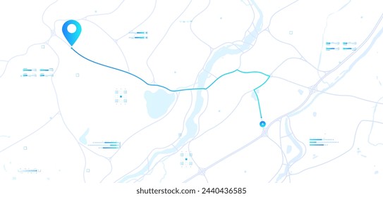 Futuristic map white poster. avigation and geolocation. Graphic element for mobile application. Travel and tourism. Cartoon neon vector illustration isolated on white background