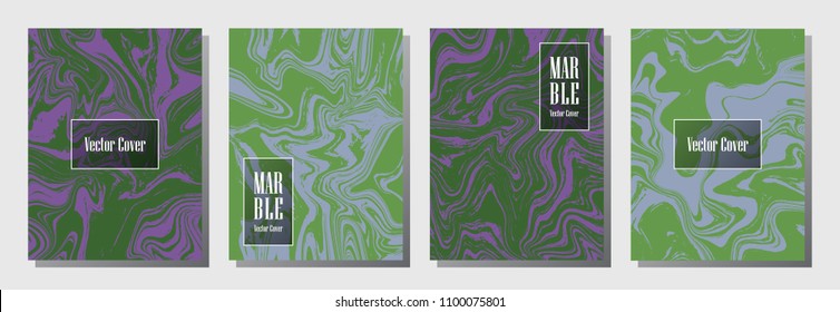 Futuristic marble pattern binder cover layout, journal design template vector set. Marble background for binder design, journal layout template, brochure cover. Flat vector graphic.