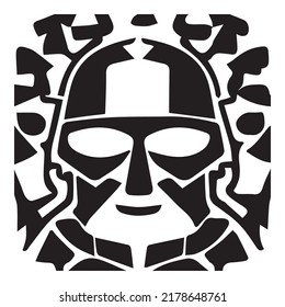 Futuristic Mask Warrior Sci Fi- Tattoo Sticker - ready for print art